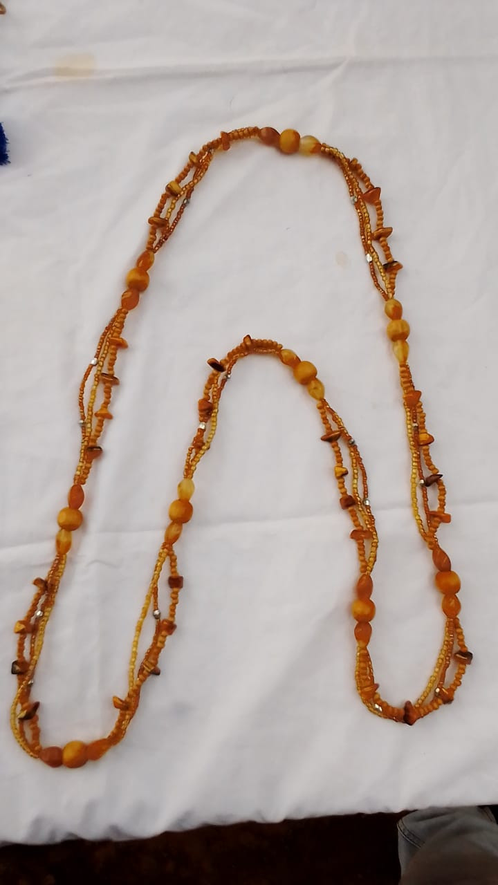 Triple Strand Beaded Long Necklace