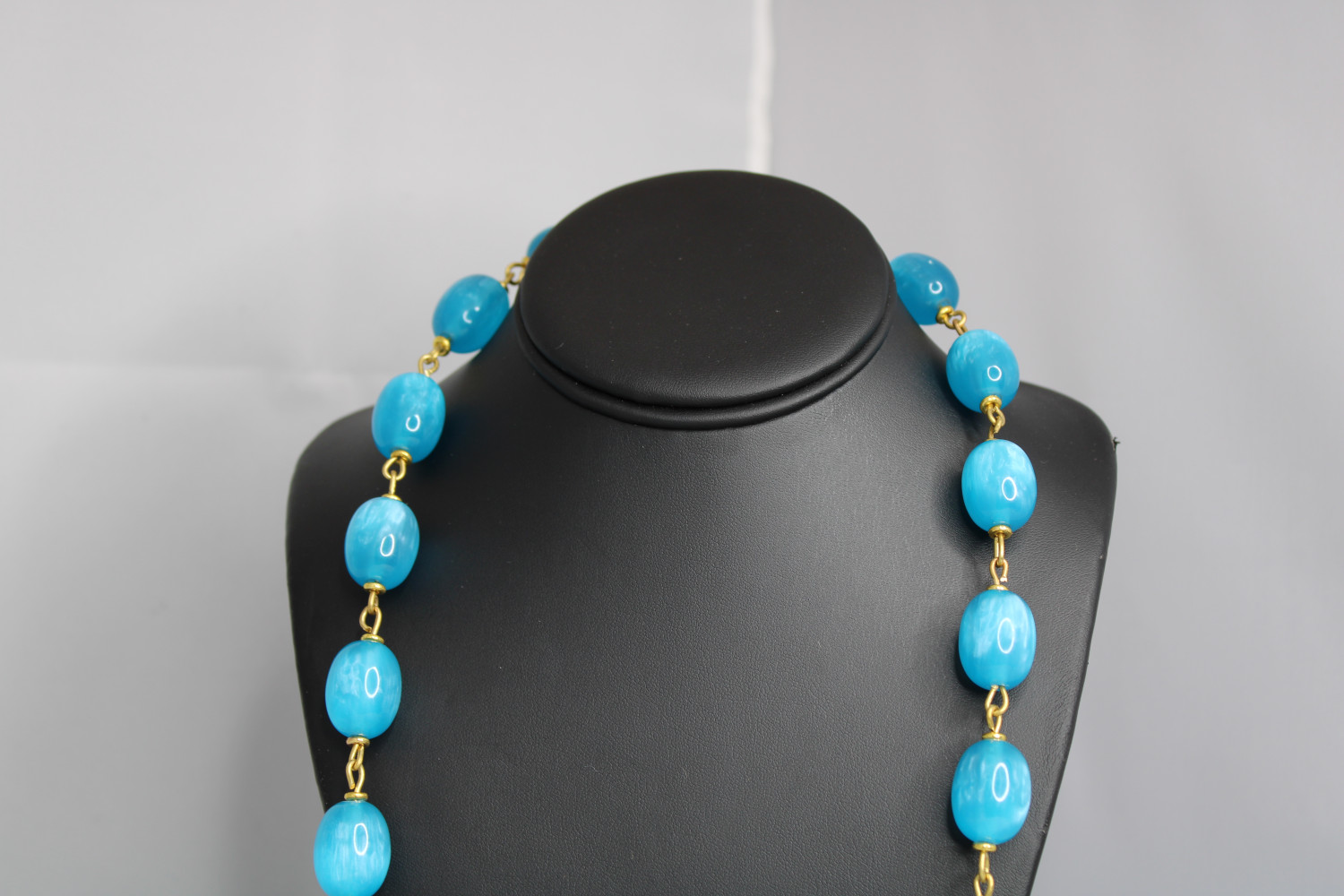 Long Amber Brass Necklace