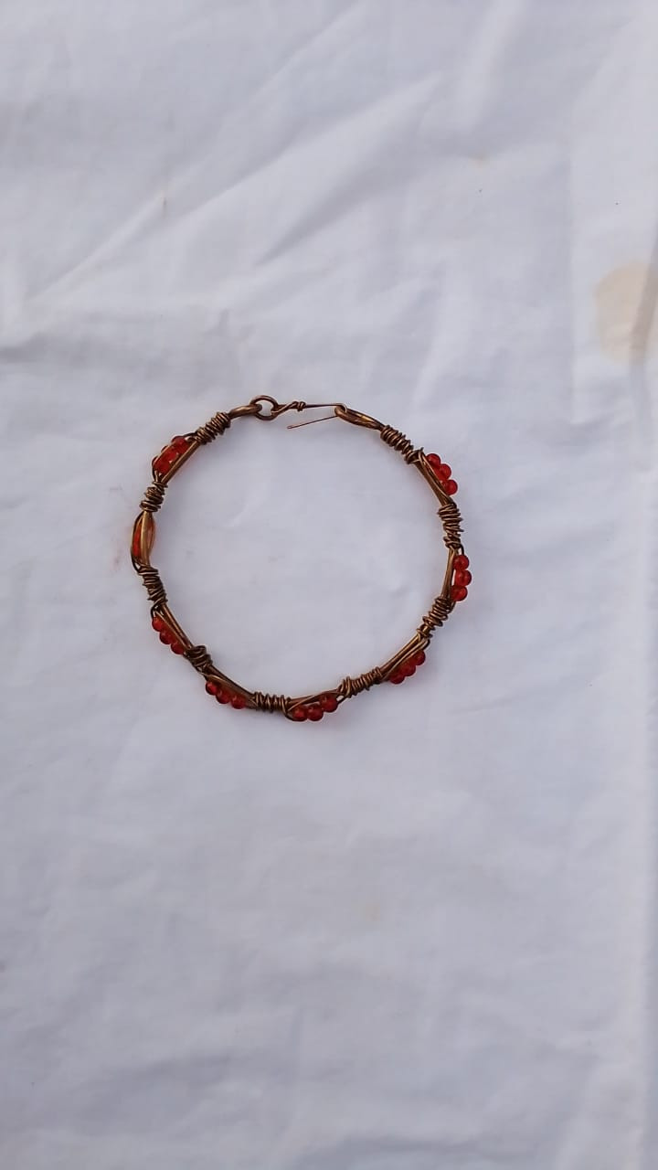 Woven Bead And Brass Bracelet