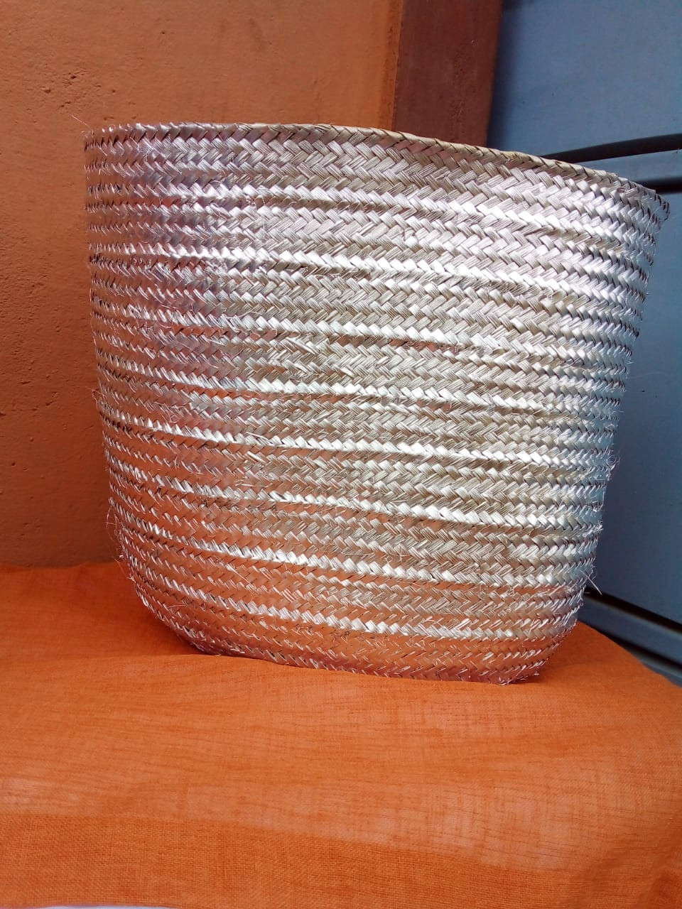 Silver Storage Straw Basket