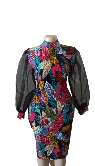 Ankara Dress with Organza sleeves