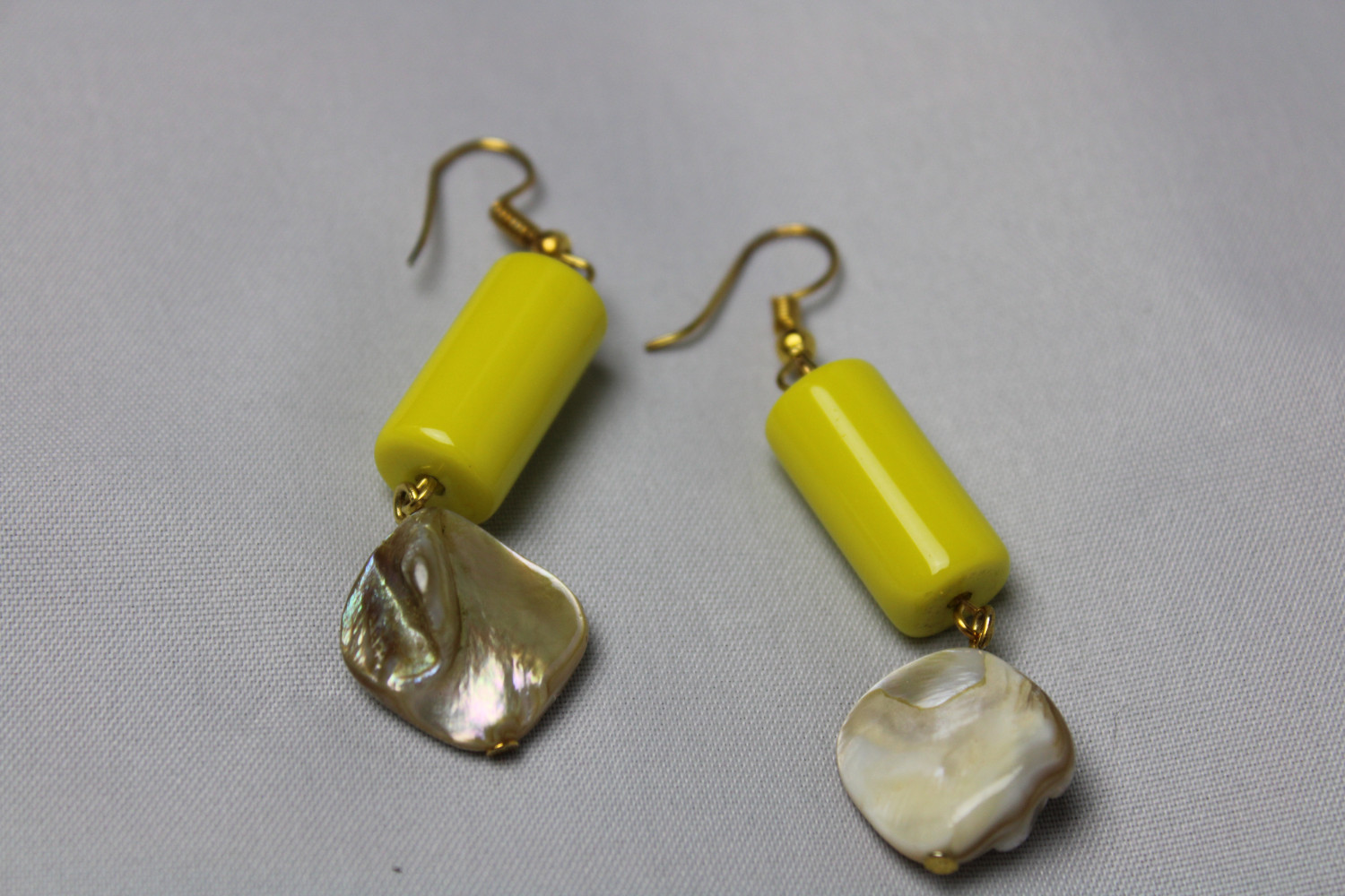 Yellow Triangular Earrings