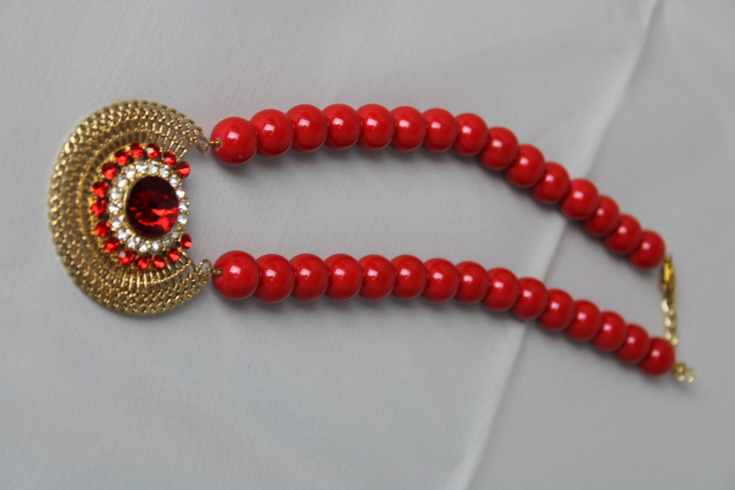 Red Round Beaded Necklace