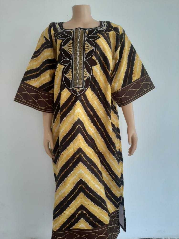 Batik Print Embroidered Flowing Dress