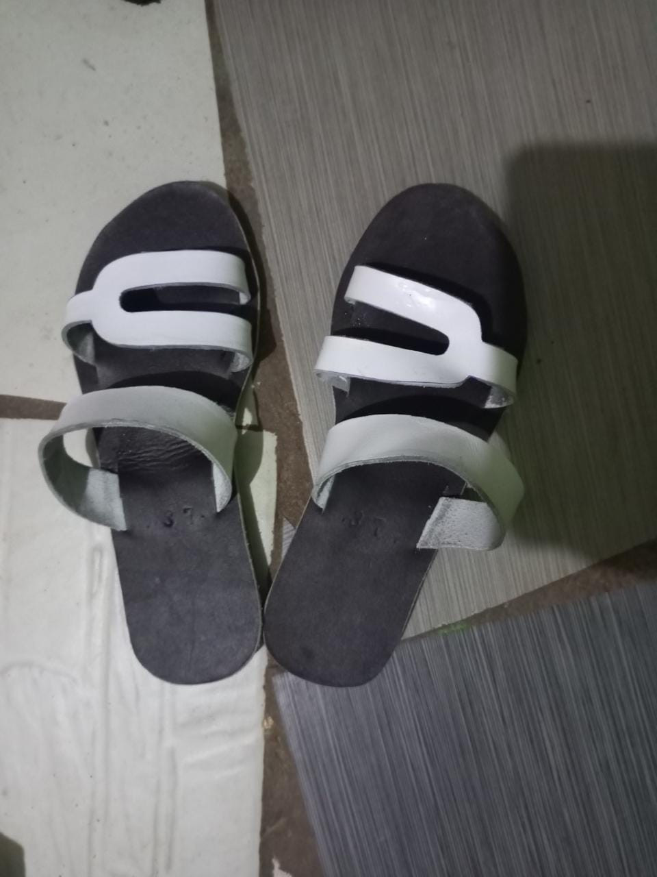 African Ladies U Shaped White  Flap Sandals