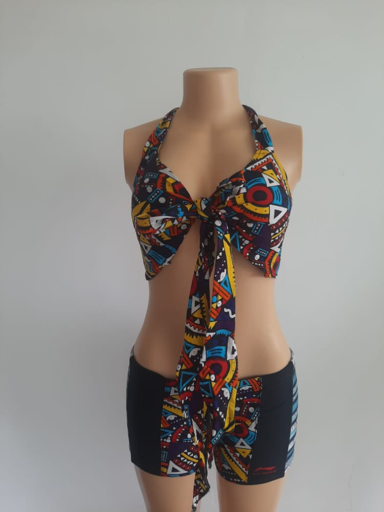 Ankara Bikini and Shorts Set