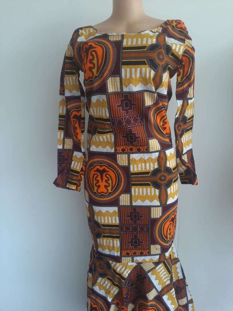 Ankara Long Sleeved Dress