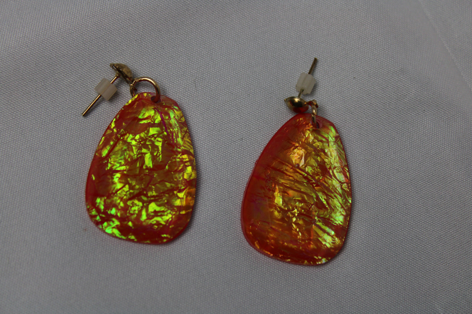 Orange And Gold crushed Earrings