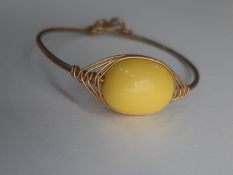 Yellow Amber And Brass Bracelet