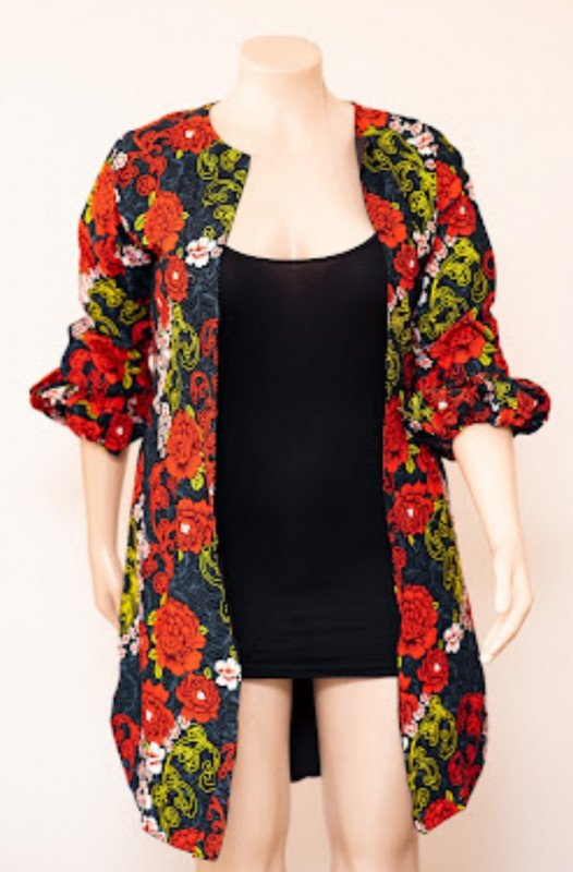 African Flower Print Ankara Kimono Jacket