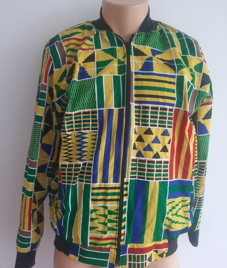 African Print Kente Bomber Jacket