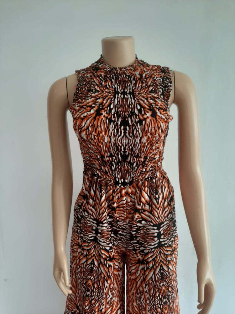 Orange Kitenge Sleeveless jumpsuit