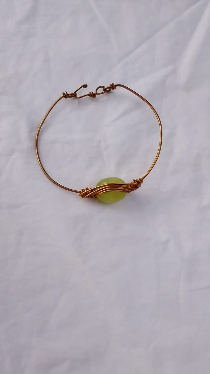 Brass And Green Amber Bracelet