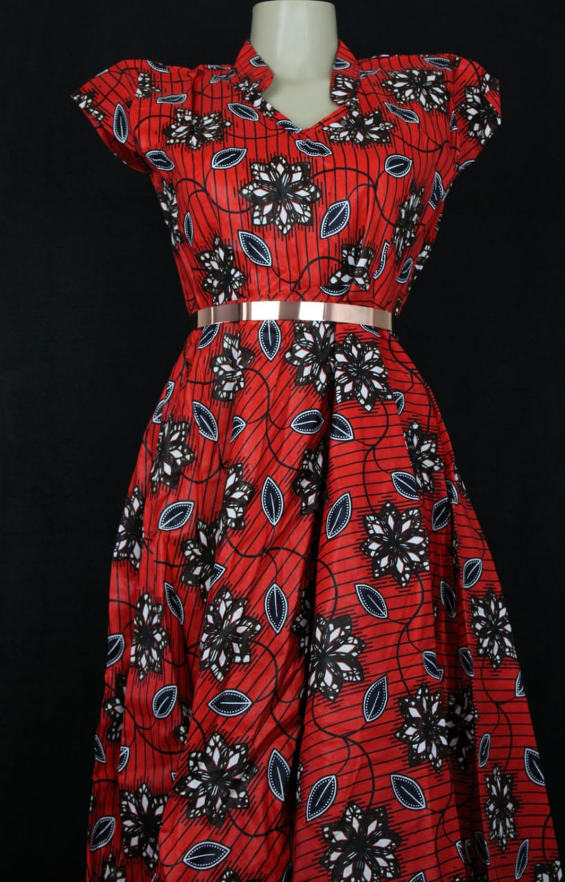 Short sleeve Floral Kitenge Dress