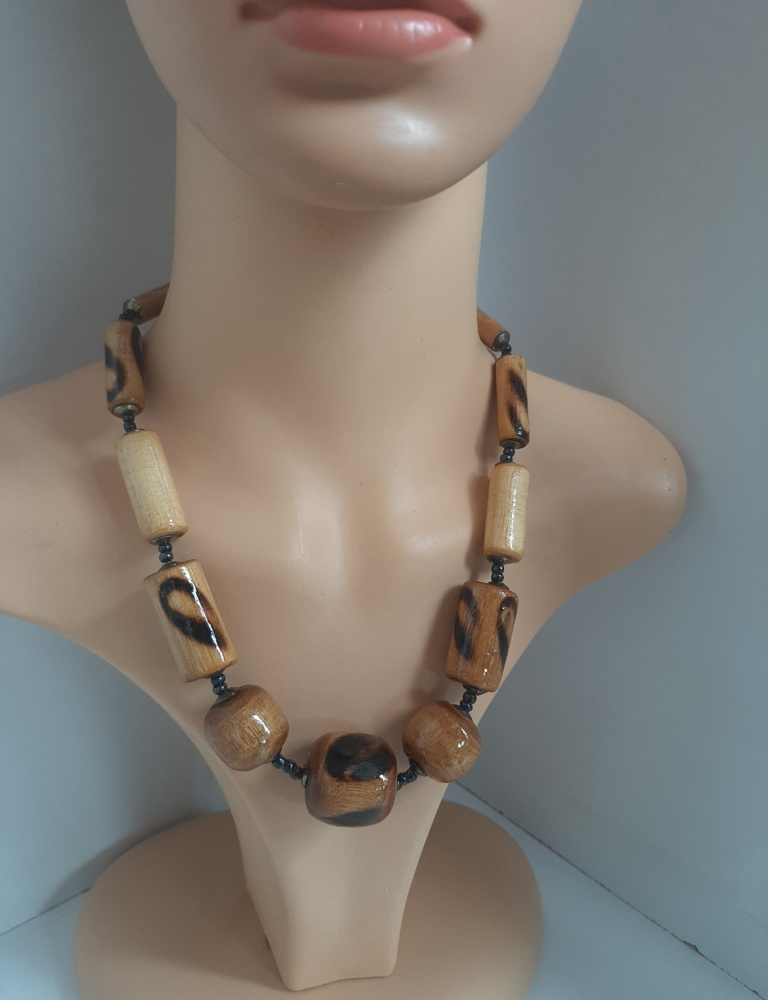 Brown Short Wooden Necklace
