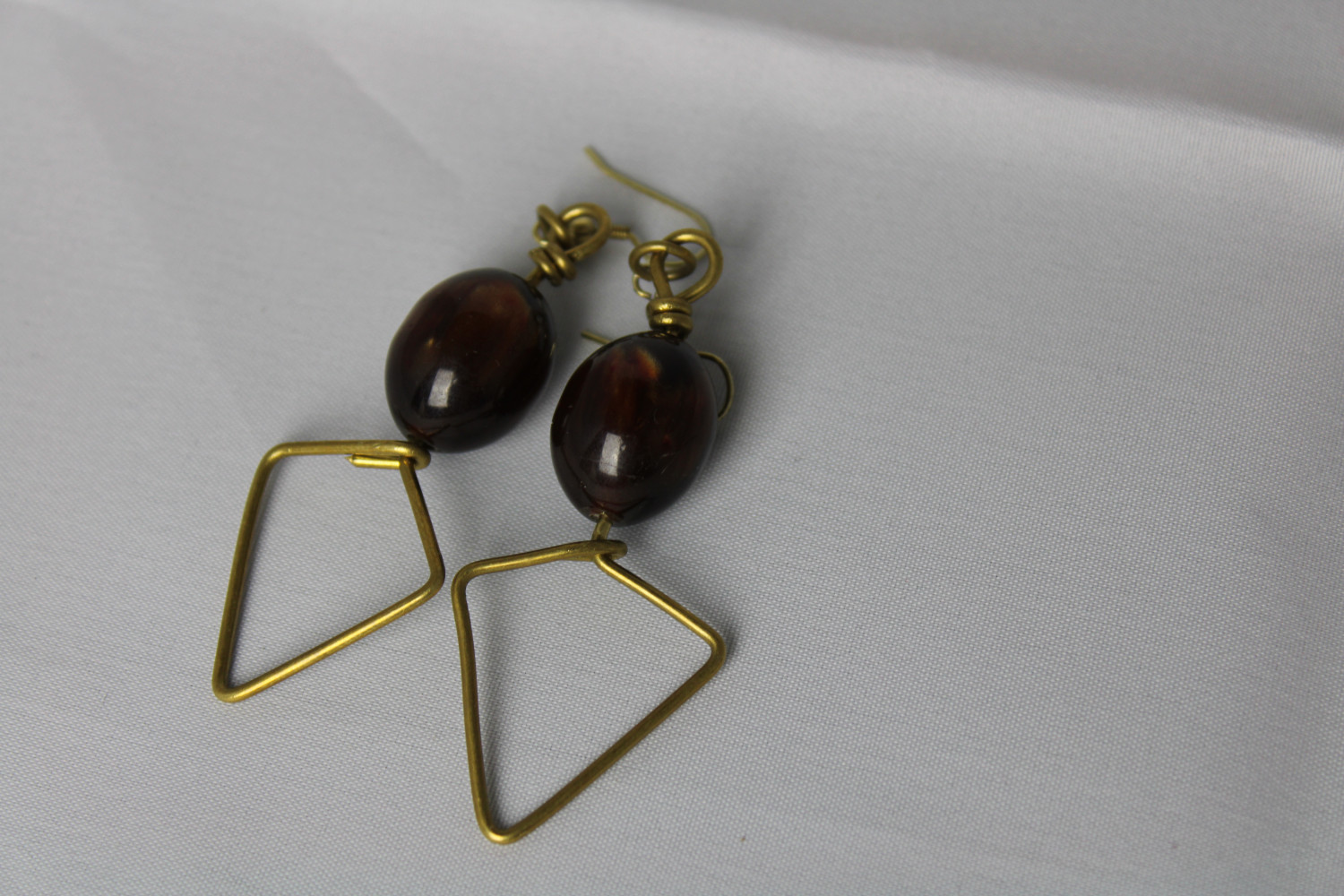 Brown Pearl Brass Earrings