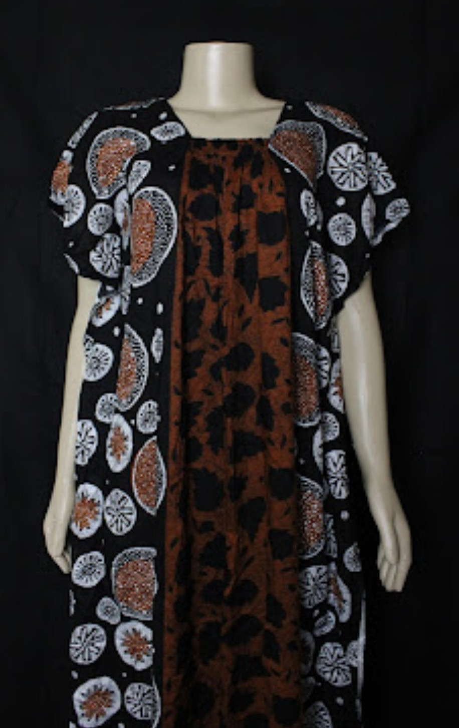 Brown Dotted Round Print Viscose Free Dress