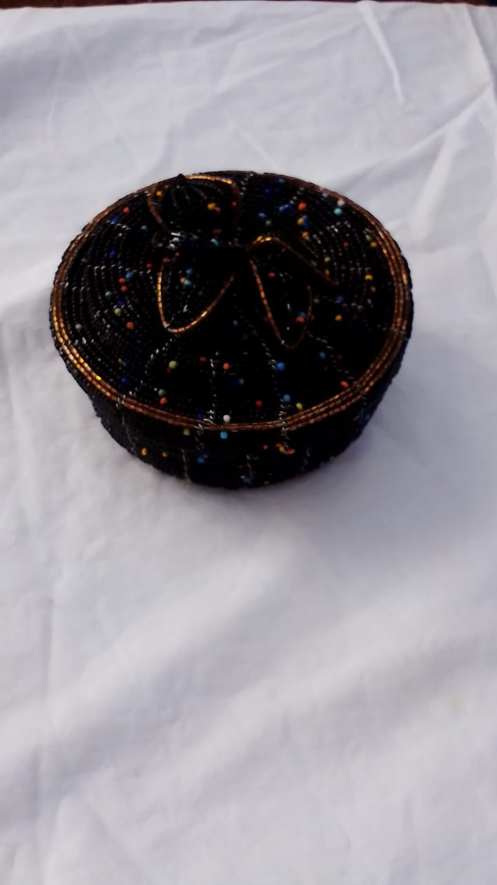 Black Dotted Beaded Bowl