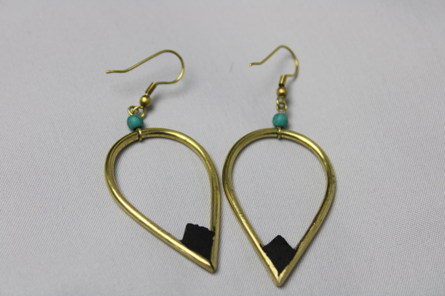 Wood and Brass Spade Earrings