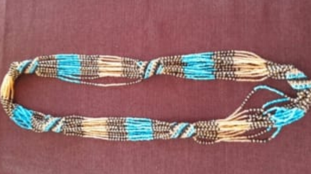 Cream SkyBlue Bulky Beaded Necklace